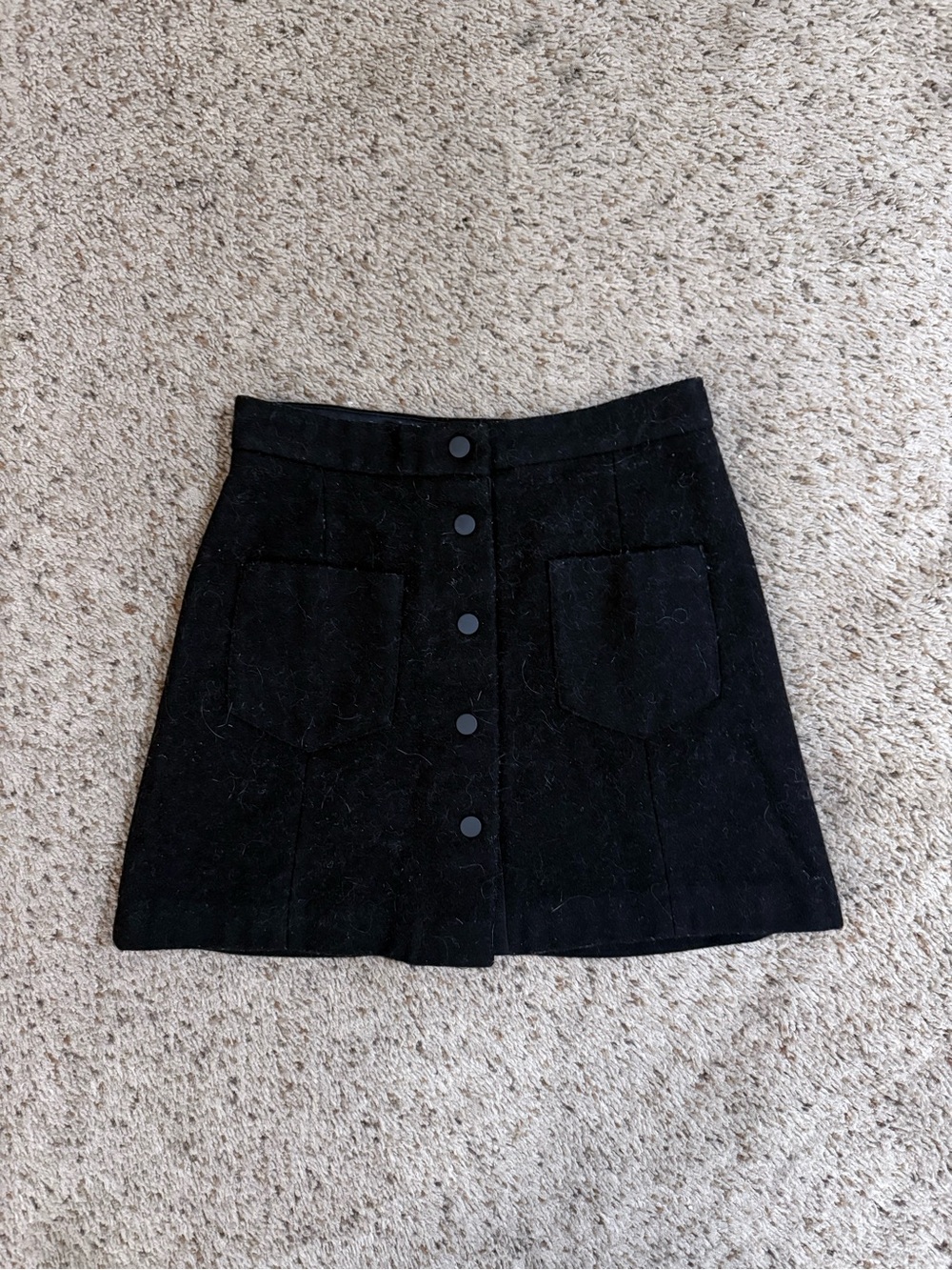 Zara Black Button-Front Mini Skirt with Pockets